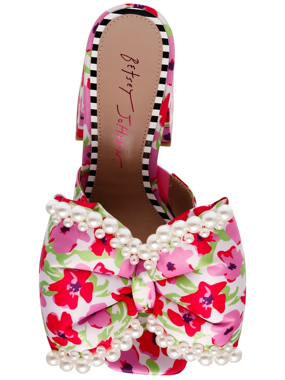 NEW Betsey Johnson Maccie Platform Bow Pearl Floral Sandals Women’s 7.5